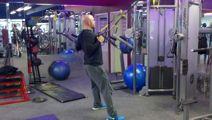 Pushing through the heels of your feet using your quads, glutes and hamstrings to the