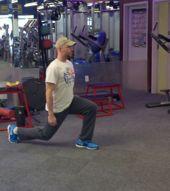 Step forward with one leg into a lunge position, taking a larger than normal step.