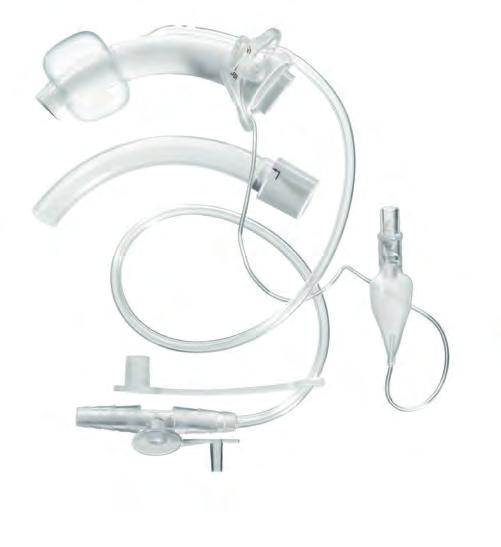 2 connectors for suction devices Perforated obturator and wide neck strap (shown on page 22) Tracheostomy Tube with Low Pressure Cuff and Air Supply Line for Speaking REF 309 In sterile