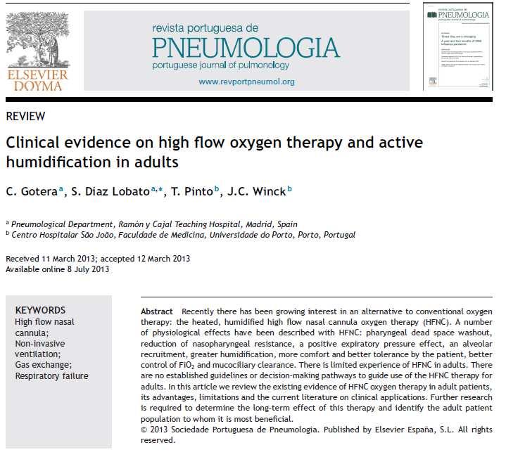 Resources Clinical evidence on high flow oxygen therapy and active humidification in Adults