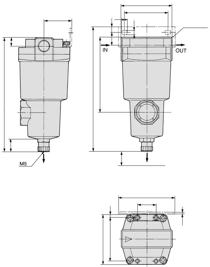 Micro Mist Separator with Pre-filter AMH Dimensions AMH Auto drain D: With auto drain (N.O.