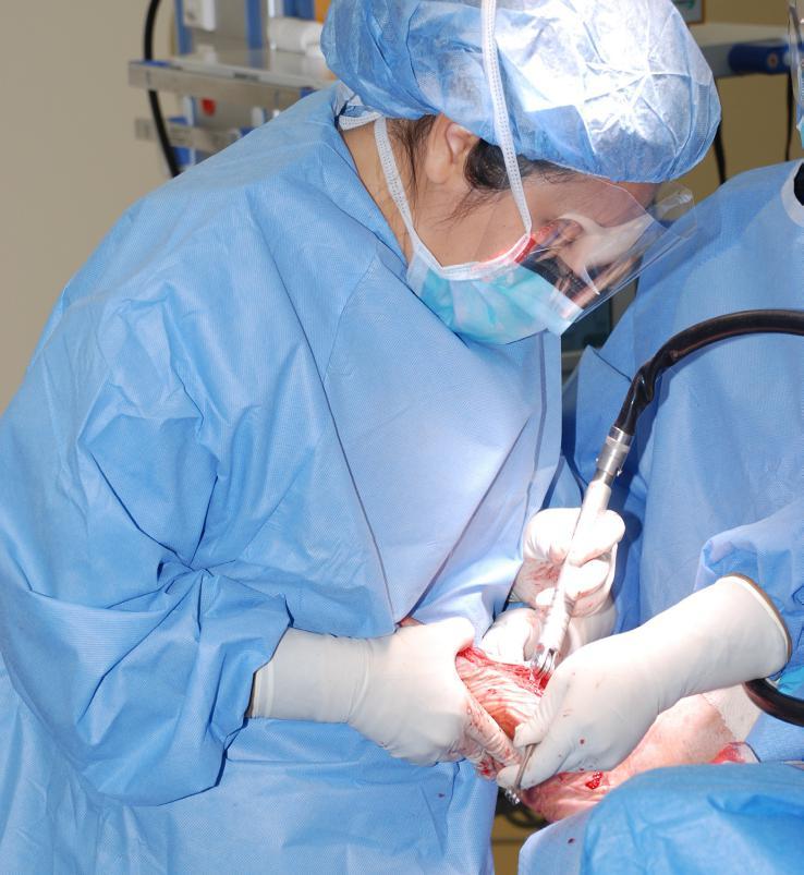 Correcting the biomechanics of the foot involves delicate, complex and tedious surgery. Here, Dr. Sysounthone is shown during a reconstruction procedure.