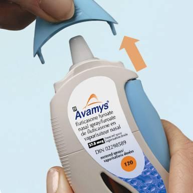How to prime AVAMYS (i.e. How to make AVAMYS ready to use): Prime AVAMYS before using it for the first time. This helps to make sure you always get the same full dose of medicine: 1.