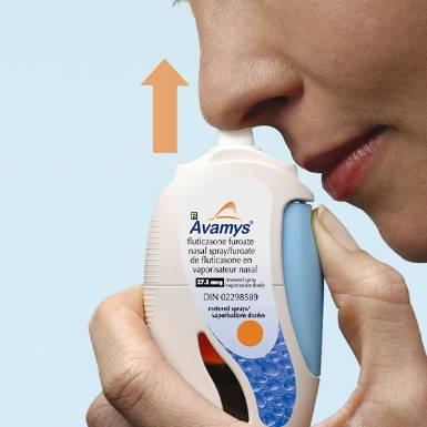 Shake well before each use. AVAMYS is provided in an easy-to-use device. Before taking a dose of AVAMYS, gently blow your nose to clear your nostrils.
