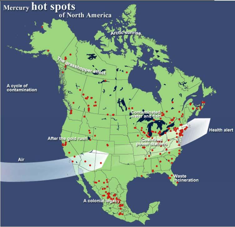 US Hot Spots Have Mercury Levels in Excess of US Government