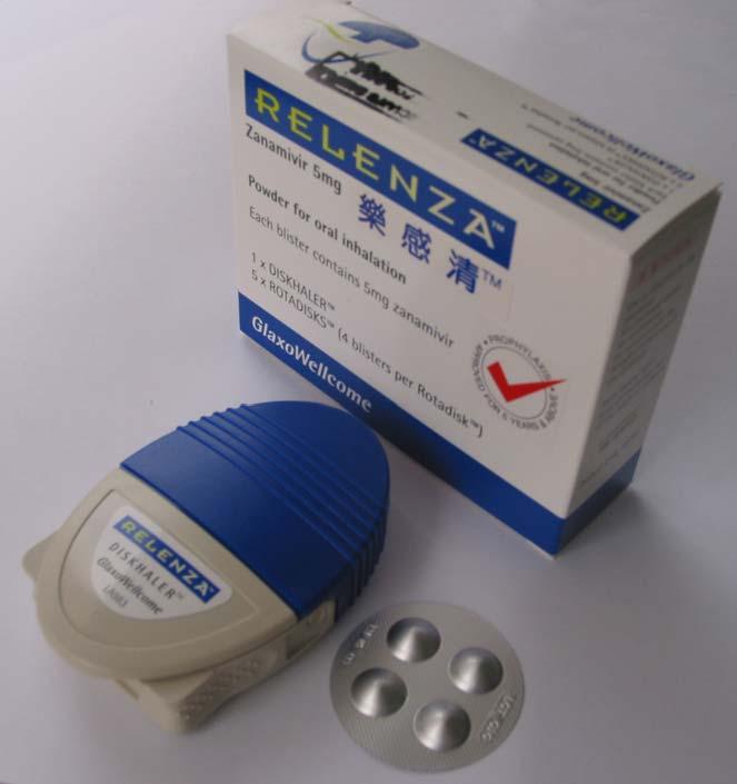 Zanamivir Dry powder for inhalation or intranasal application Treatment