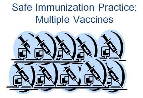 When administering multiple vaccines, never mix vaccines in the same syringe unless approved for mixing by the Food and Drug Administration or FDA.