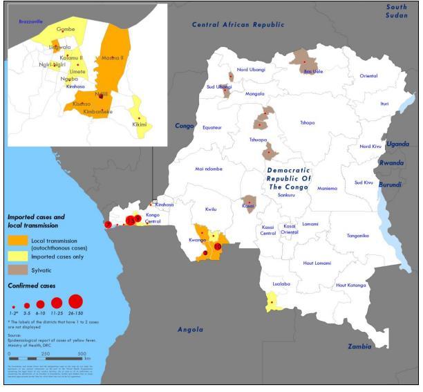 Yellow Fever Situation - DRC Distribution of confirmed yellow