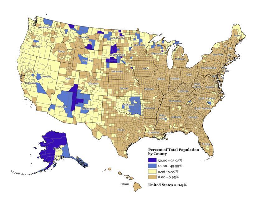 American Indian and Alaska Native Population as Percentage of