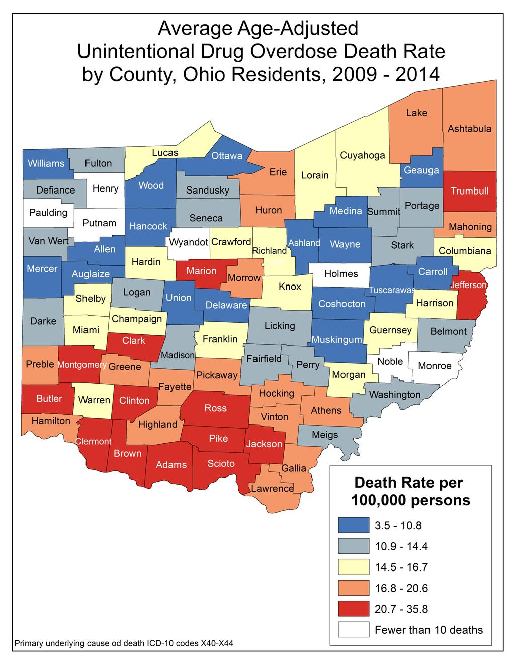 Page 17 of 26 Montgomery County has the 2 nd highest unintentional drug overdose death rate in Ohio. 1. Brown County - 35.