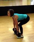 Dumbbell Deadlifts > 40 lbs total 3 1. Stand with s stiff and knees slightly bent holding 2 