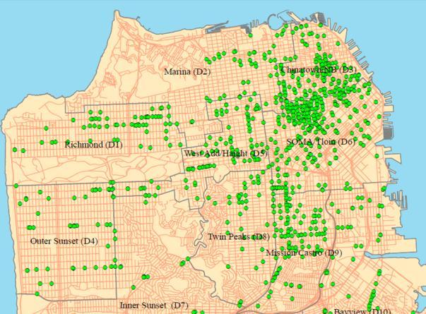CIGARETTE PACK SALES IN SAN FRANCISCO October 2011, 1001 total outlets There are 270 tobacco outlets in District 6 (27%