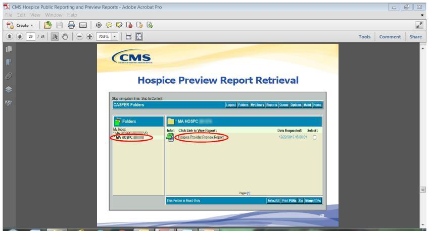 HOSPICE COMPARE PROVIDER PREVIEW REPORTS HOSPICE COMPARE INITIAL PROVIDER