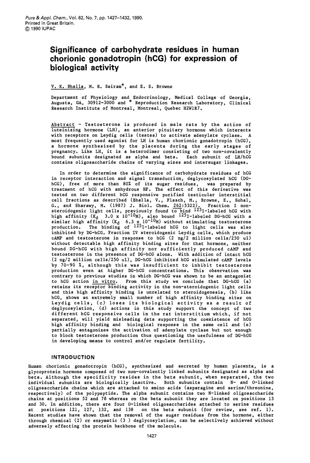 Pure & Appl. Chem., Vol. 62, No. 7, pp. 1427-1432,1990. Printed in Great Britain.