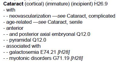 Alphabetic Index: Cataract, Nuclear Sclerotic (366.