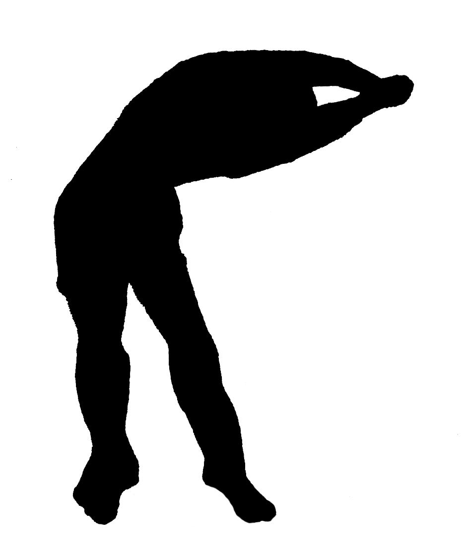 C WARM-UP Lateral Trunk Stretch (1) Stand upright with feet slightly apart and hands interlocking overhead. (2) Exhale, drop one ear towards your shoulder, and slowly lower your arms sideways.