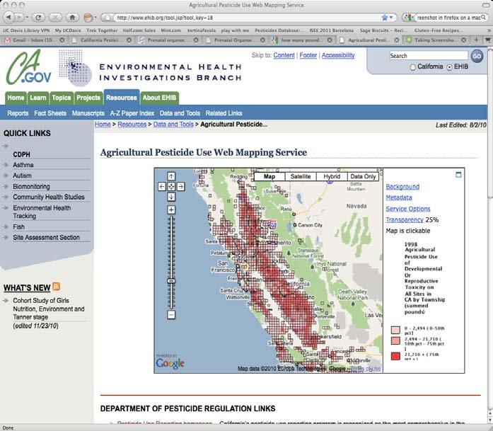 + Agricultural exposure California Department
