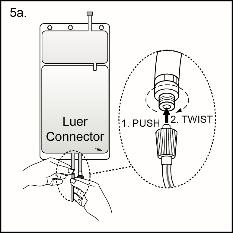 When the replacement line is disconnected from the luer connector, the connector will close and the flow of the solution will stop.