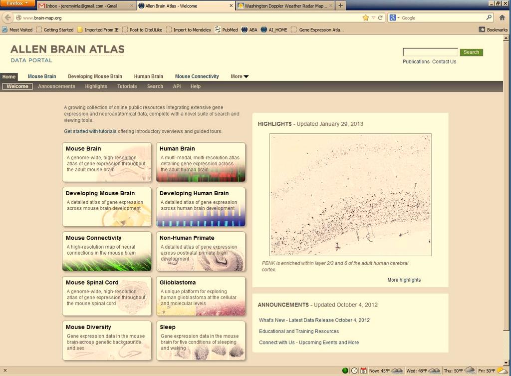 Allen Brain Atlas Data portal brain-map.