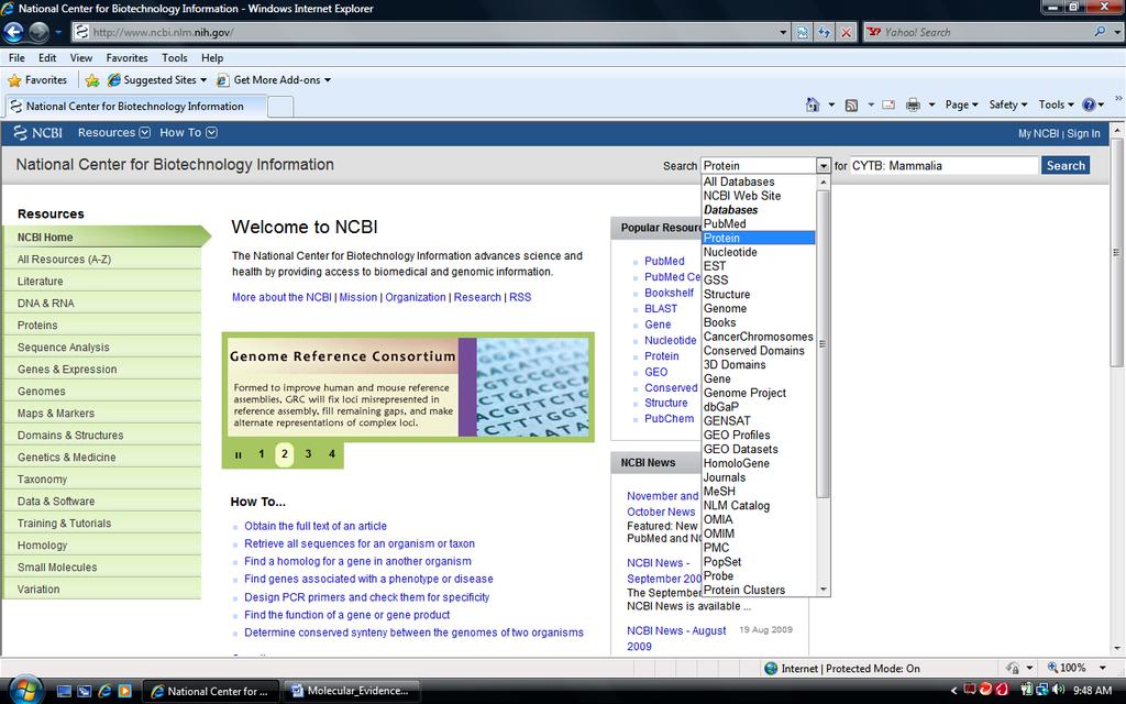 1. Open the Internet and type the NCBI homepage into your browser. (http://www.ncbi.nlm.nih.gov) RIGHT HERE! 2.
