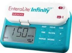 Pumps we use at KMP EnteraLite Infinity- (uses EnteraLite Infinity Bag Sets- 500 ml or 1200ml) Higher volume feeding (0.1-600 ml/hr) Weighs 14.
