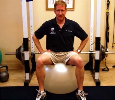 9. Gym ball marching a. Test N/A b. Why This exercise works your balance and coordination in a sitting position, a position most of us spend way to much time in.