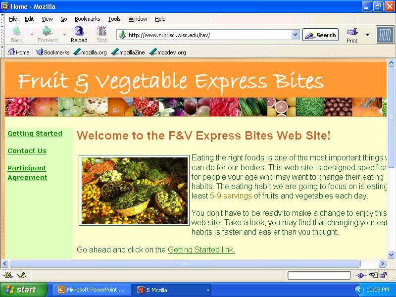 F&V Express Bites Website Adapted from the print-based materials.