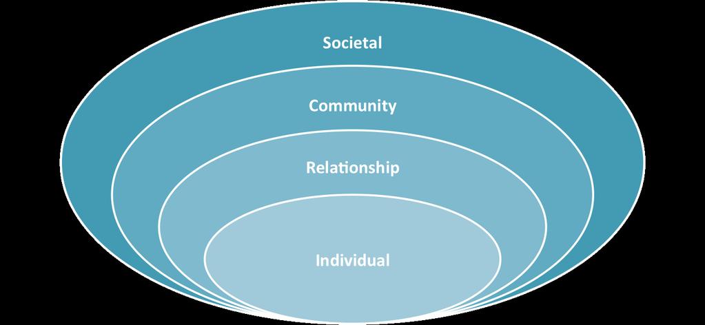 Figure 2: Social Ecological Model From a best practice perspective, primary prevention programs should be developed to address the root causes of violence and abuse in order to prevent their initial