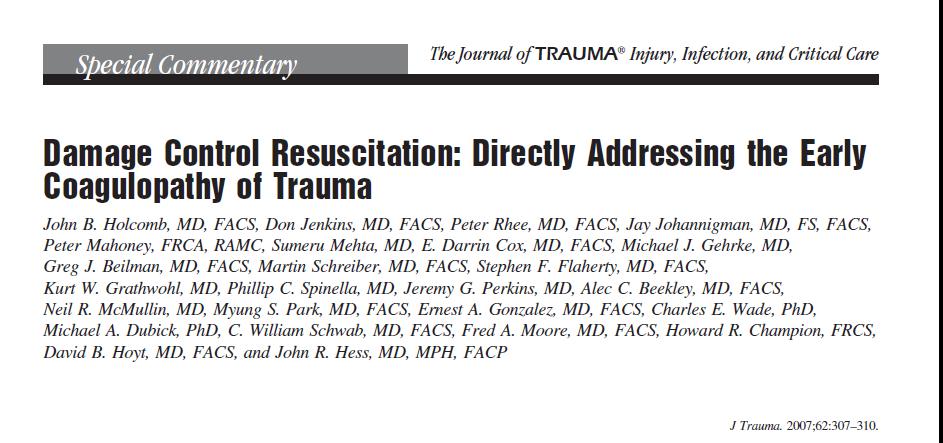 Resuscitation with a 1:1:1 ratio of RBCs, plasma and platelets is the