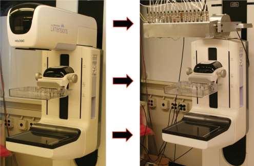 Stationary Digital Breast Tomosynthesis LEFT: Hologic Selenia Dimensions Unit Digital Breast Tomosynthesis system with single rotating x-ray source RIGHT: Stationary digital breast tomosynthesis