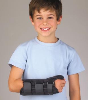 Strains FOR PEDIATRIC / YOUTH ProLite Wrist Splint MODEL: 22-450 Cool, breathable open cell foam for comfort Provides continuous compression Low contour at palmar crease allows for full finger