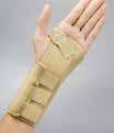 Support Elastic material with Velcro closure Metal brace insert secures thumb in correct
