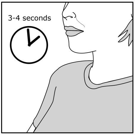 3 to 4 seconds (or as long as comfortable for you). See Figure H.