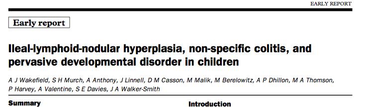 Wakefield s 1998 Paper 12 Children with intestine inflammation Symptom: Loss of acquired skills 8 kids: [Symptoms onset] associated, by the parents, with [MMR] vaccination 5