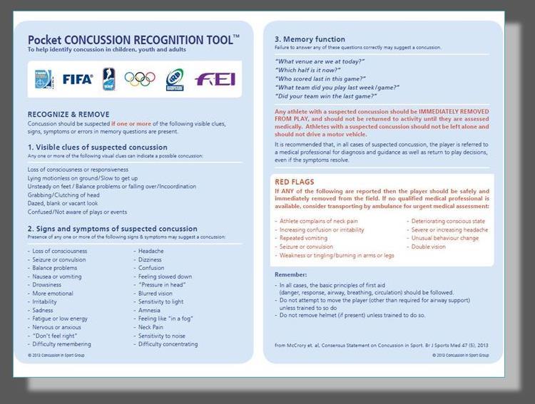 If you re not medically qualified, use the Sport Concussion Recognition Tool