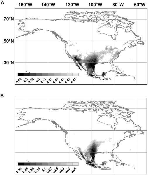 Leishmaniasis is endemic in Texas Figure 2. Predicted current distributions for leishmaniasis vector species. González C, Wang O, Strutz SE, González-Salazar C, et al.