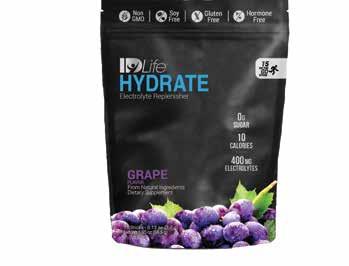 PRODUCT INFORMATION Electrolyte Replenisher Available Flavors: Grape IDLife Hydrate is a superior sports powder mix packed with vitamins, electrolytes and coconut water to fuel your body and help