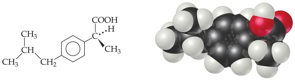 Chirality: handedness in molecules Ibuprofen These two structures are only different in the placement of the CH 3 and H