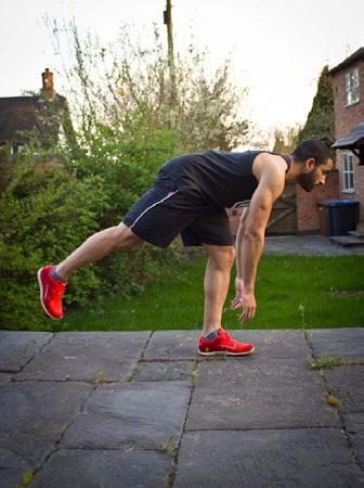 Push your hips backwards and lower your body forwards, allow your leg to come up behind you for balance.