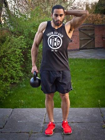 3B. KETTLE BELL SHRUG 4 x 8-12 reps (per side) 60 seconds Bang Shrug, Dumbbell Shrug NOTES If your grip starts to fail &