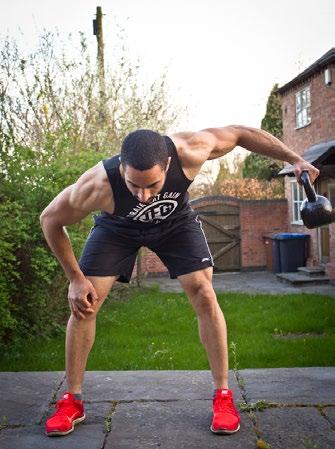 4b. KETTLE BELL REAR DELT FLY 4 x 6-10 reps (per arm) 90 seconds Band Pull Apart Pick up a kettle bell and bend forwards so that your