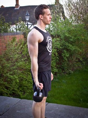 6. KETTLE BELL CURL 4 x 6-12 reps (per arm) 90 seconds Band Curl Stand holding a kettle bell in one hand with your palm facing upwards.