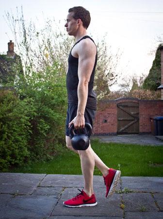 Press up onto your toes by contracting your calf muscle.