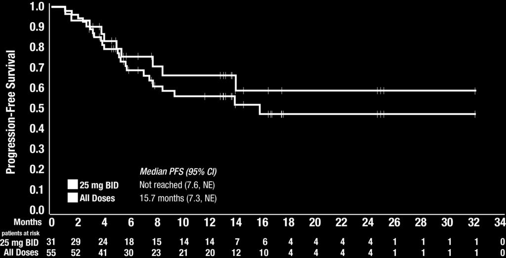 Progression-Free Survival Median PFS at 25 mg BID not reached