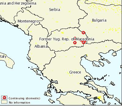 Start: 18/04/16 7 outbreaks Continuing LSD outbreaks in Macedonia (Source OIE/WAHIS) Disinfection, disinfestation, dipping, Spraying, quarantine,