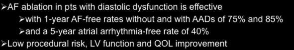arrhythmia-free rate of 40% "Low procedural risk, LV