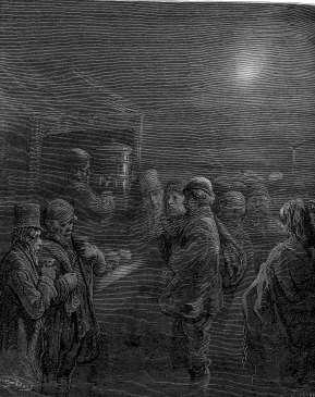 Coffee Stall by Gustave Doré, In a description of a representative London Fog day (April 6, 1870) Doré s friend Blanchard Jerrold say s of an experience with Doré: We were well into the