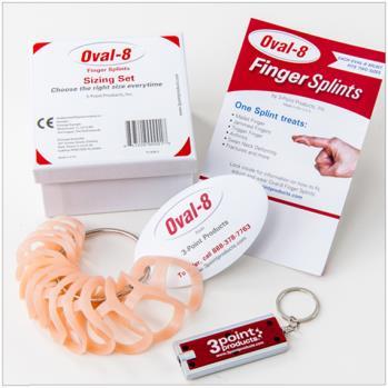 The easy-to-open ring keeps the splints organized and makes it easy to choose a size or range of sizes to try on your patient.