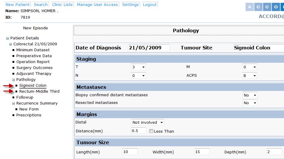 A1.4 Adjuvant Therapy If treatment is not offered, select reason. If treatment is offered and accepted, the adjuvant chemotherapy and adjuvant radiotherapy forms are displayed.