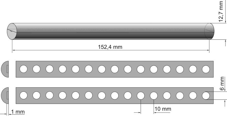 Figure 3.PMMA rods for positioning TL dosimeters in the PMMA trunk phantom. 2.